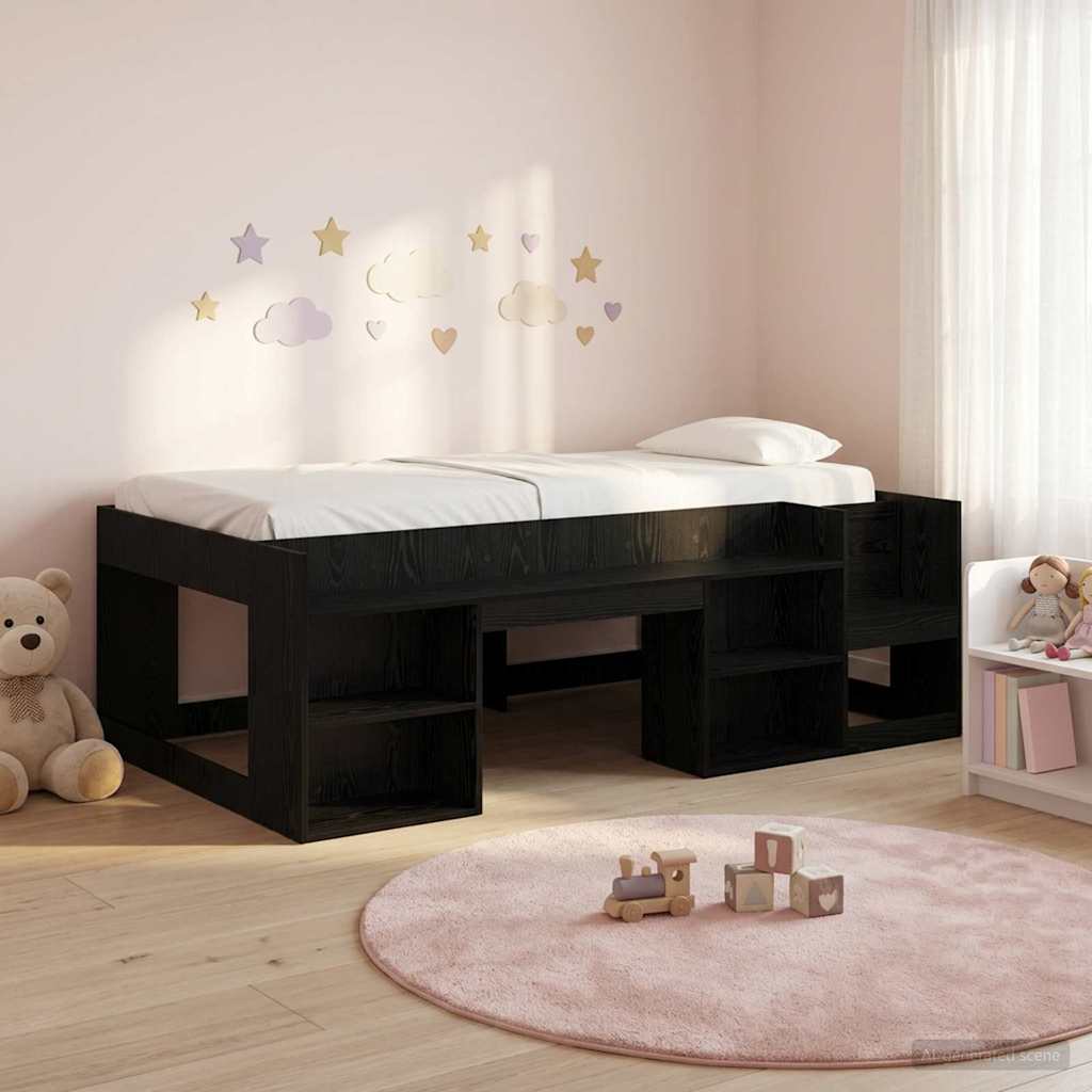 Kinderbettgestell mit Stauraum Schwarze Eiche 90 x 200 cm