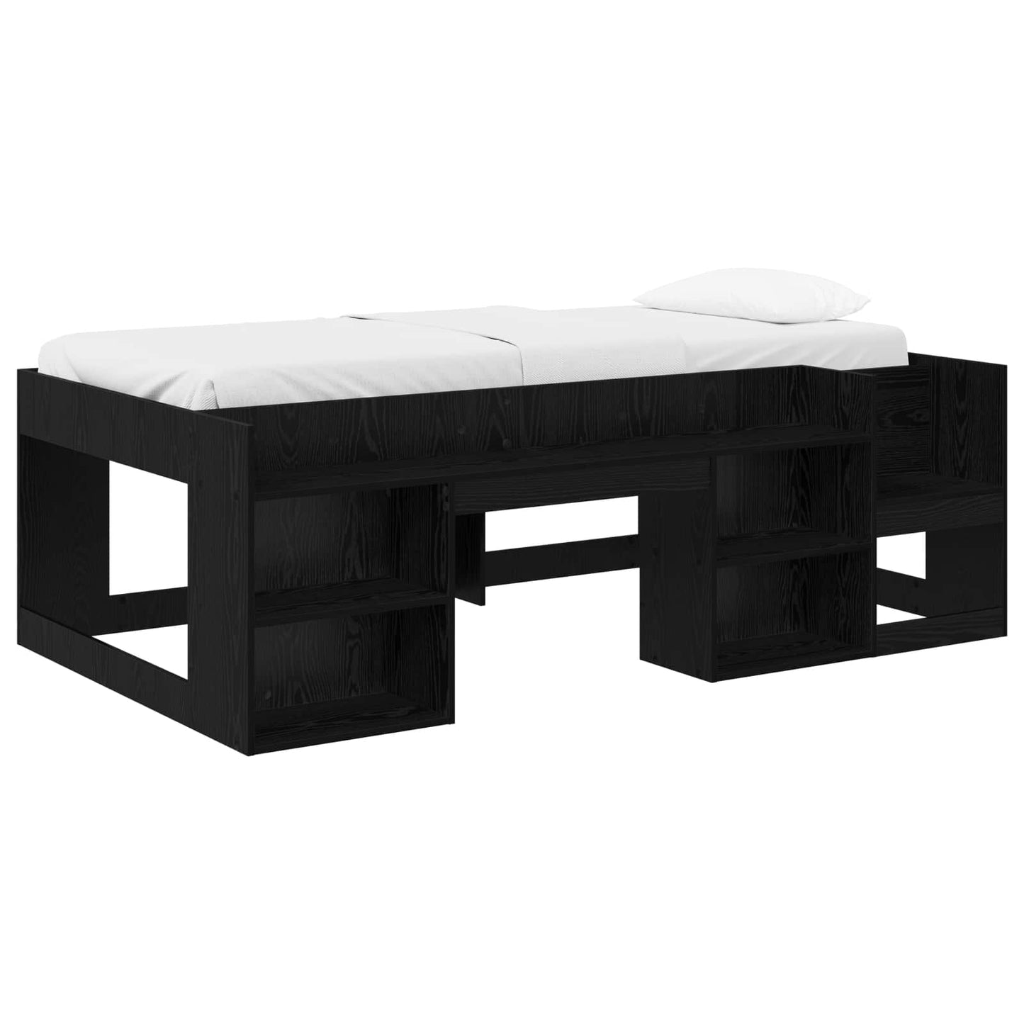 Kinderbettgestell mit Stauraum Schwarze Eiche 90 x 200 cm