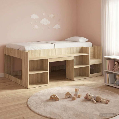 Kinderbettgestell mit Stauraum Sonoma-Eiche 90 x 200 cm