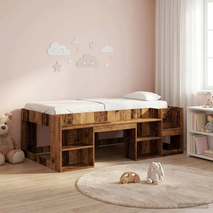 Kinderbettgestell mit Stauraum Altholz 90 x 200 cm