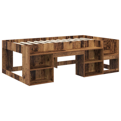 Kinderbettgestell mit Stauraum Altholz 90 x 200 cm