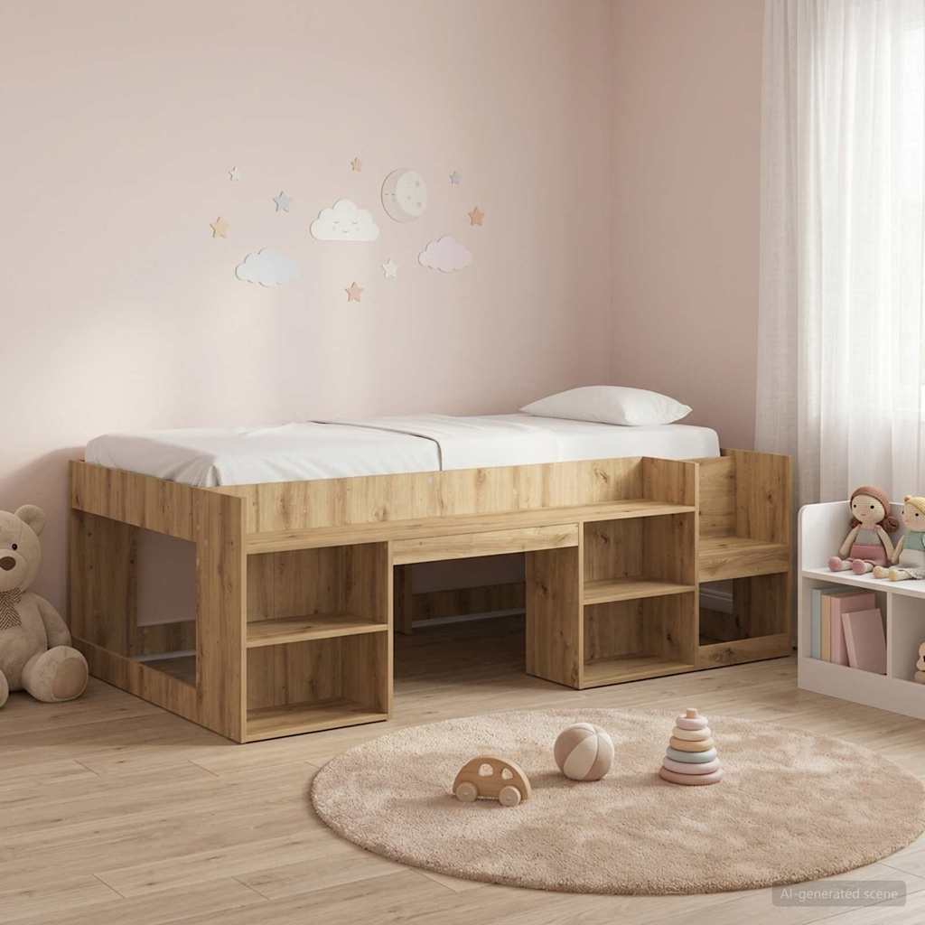 Kinderbettgestell mit Stauraum Artisan-Eiche 90 x 200 cm