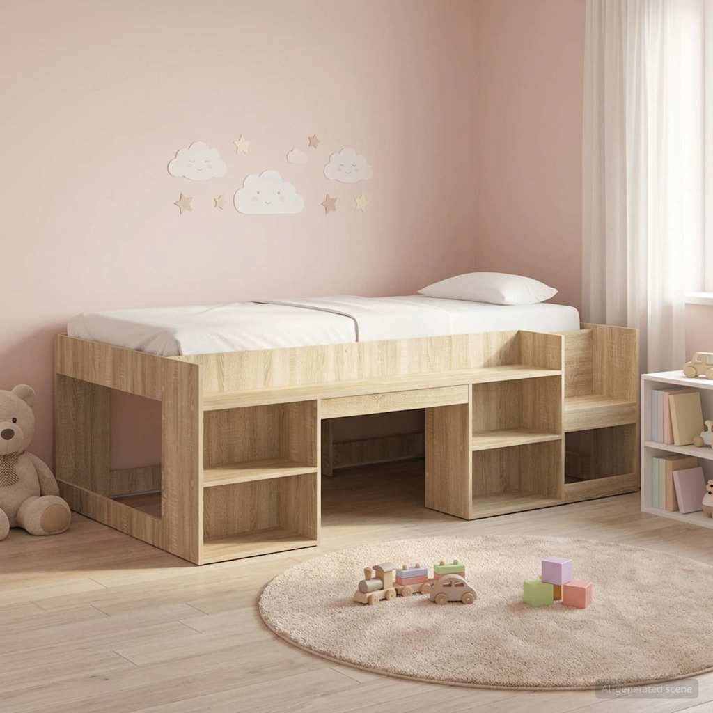 Kinderbettgestell mit Stauraum Sonoma-Eiche 98,5 x 200 cm