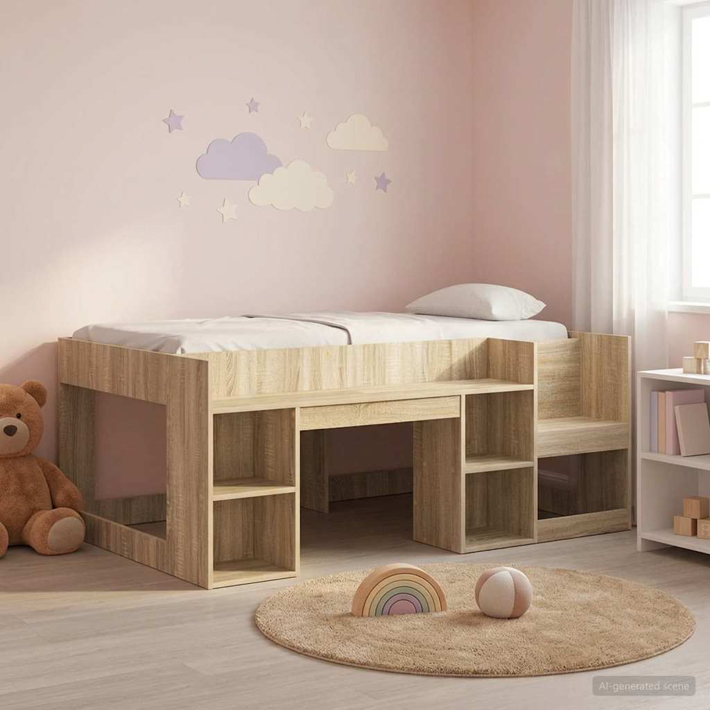 Kinderbettgestell mit Stauraum Sonoma-Eiche 80 x 160 cm