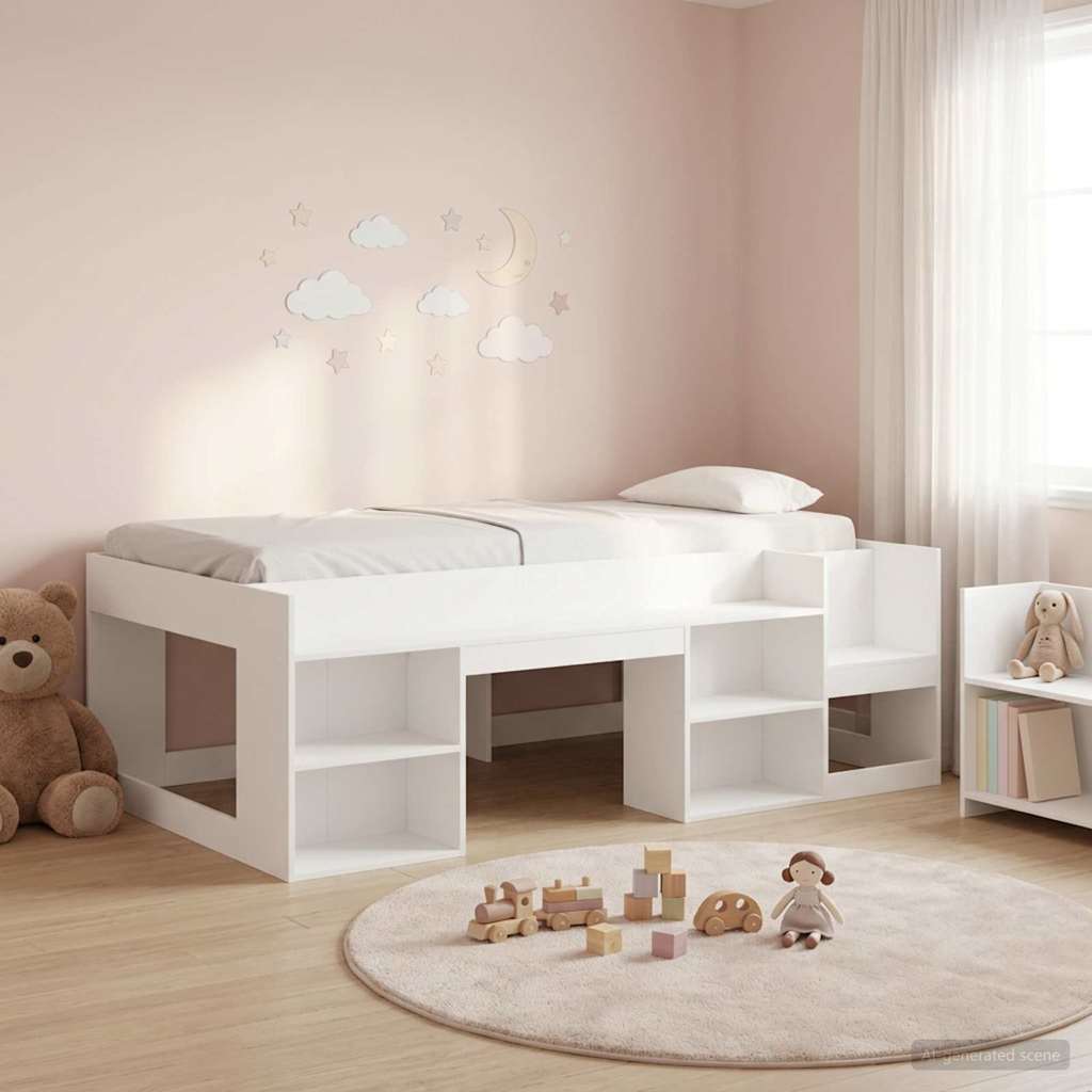 Kinderbettgestell mit Stauraum Weiß 90 x 190 cm Holzwerkstoff