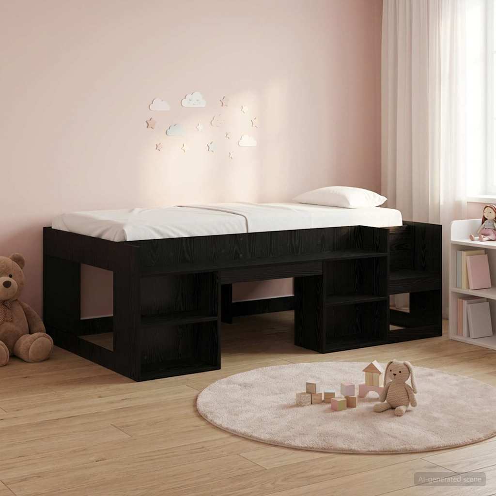 Kinderbettgestell mit Stauraum Schwarze Eiche 90 x 190 cm