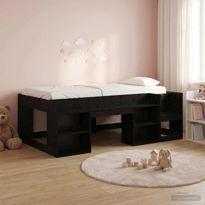 Kinderbettgestell mit Stauraum Schwarz Eichen-Optik 90 x 190 cm