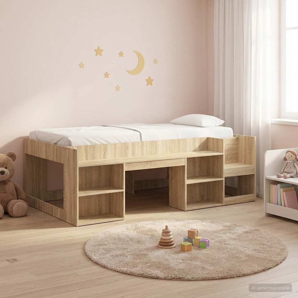 Kinderbettgestell mit Stauraum Sonoma-Eiche 90 x 190 cm
