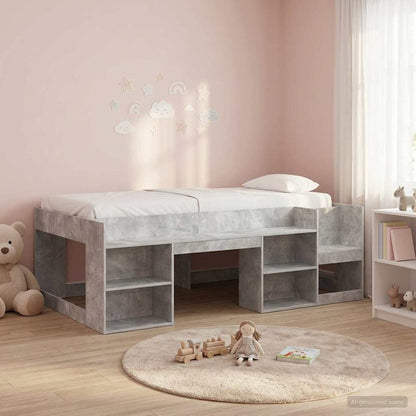 Kinderbettgestell mit Stauraum Betongrau 90 x 190 cm