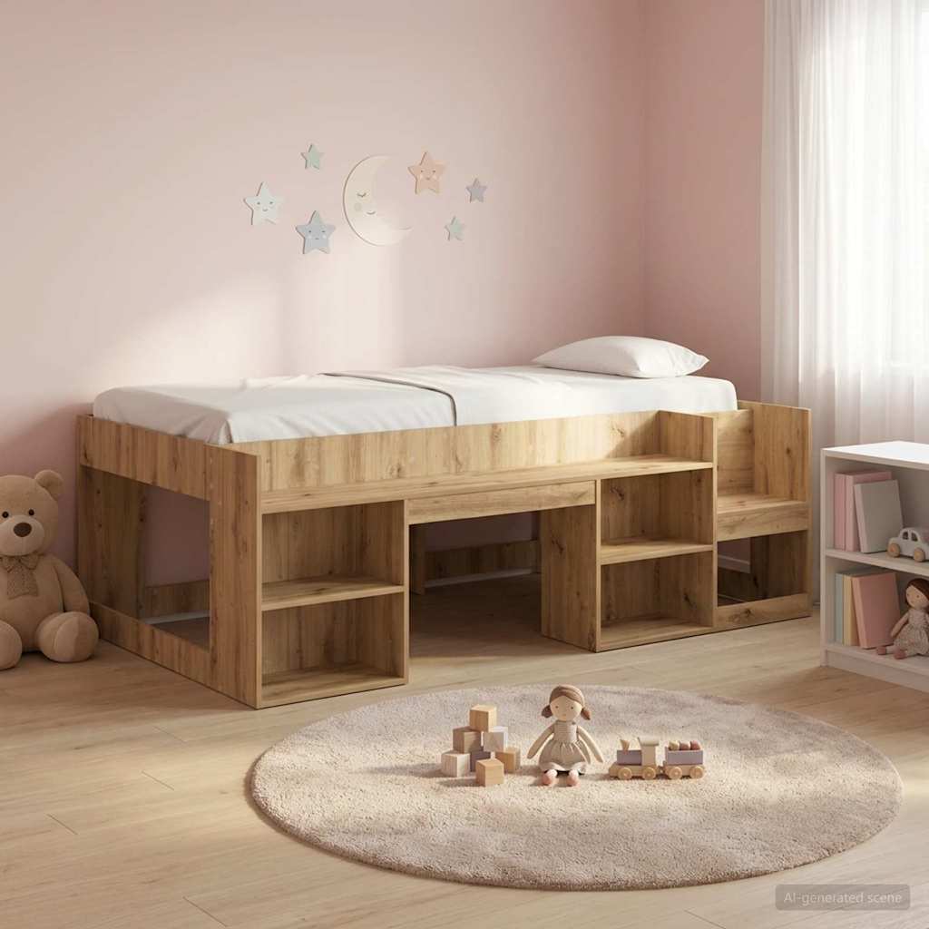 Kinderbettgestell mit Stauraum Artisan-Eiche 90 x 190 cm