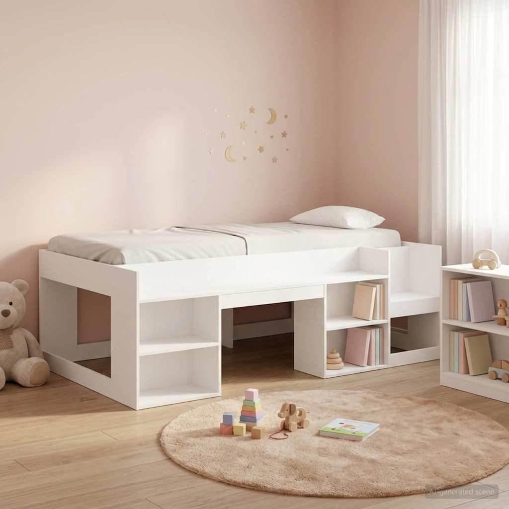 Kinderbettgestell mit Stauraum Weiß 75 x 190 cm Holzwerkstoff