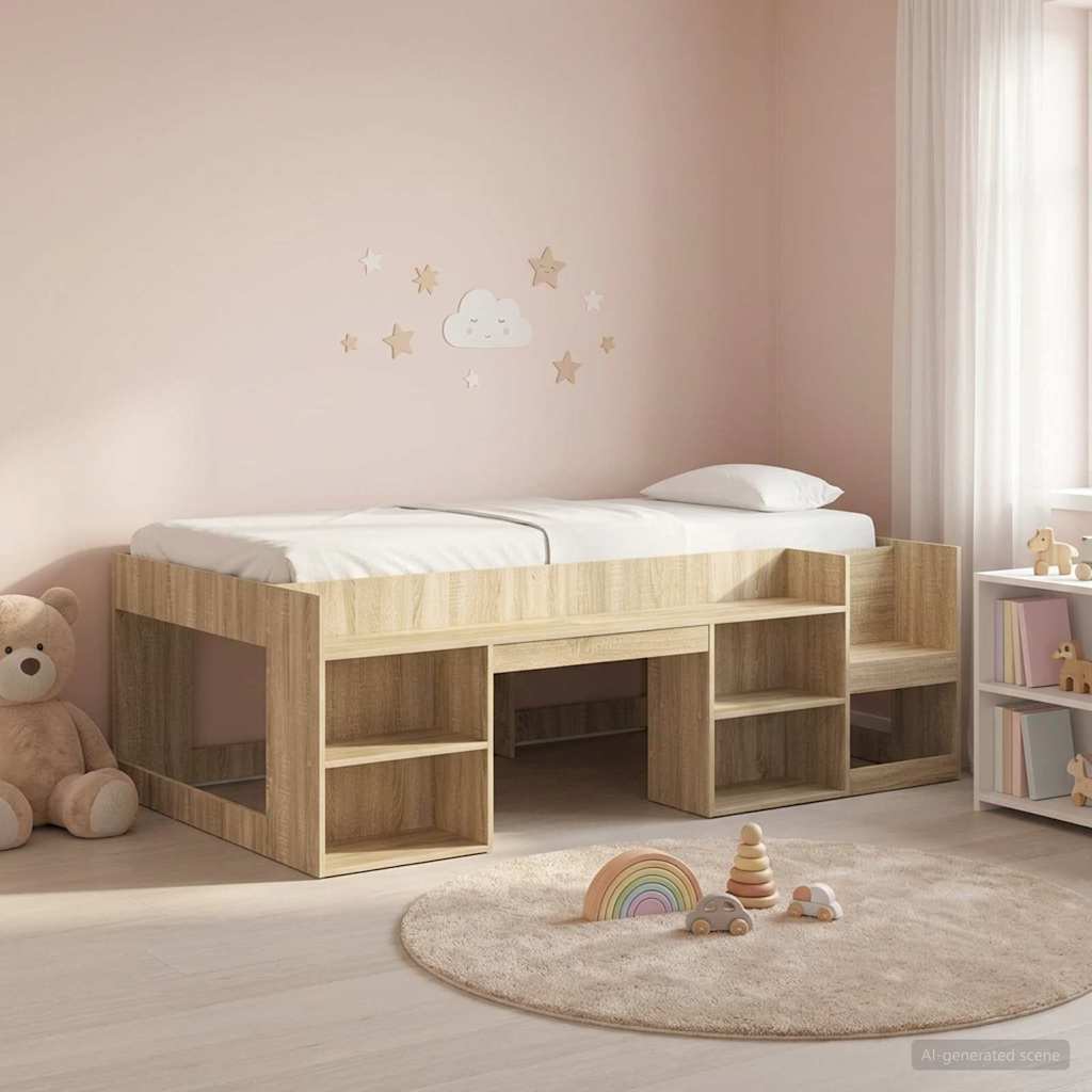Kinderbettgestell mit Stauraum Sonoma-Eiche 75 x 190 cm