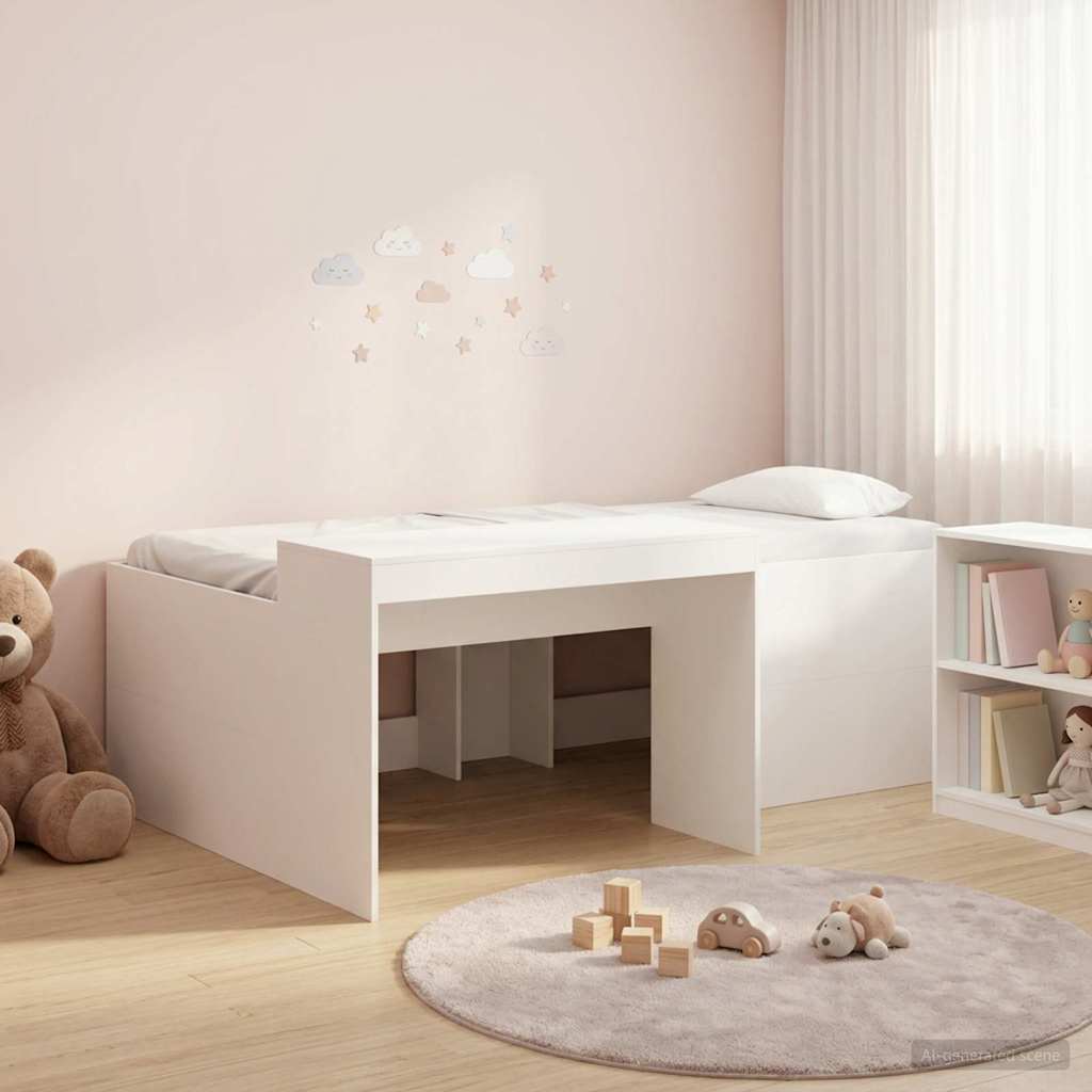 Hochbett mit Schreibtisch für Kinder Weiß 80 x 200 cm
