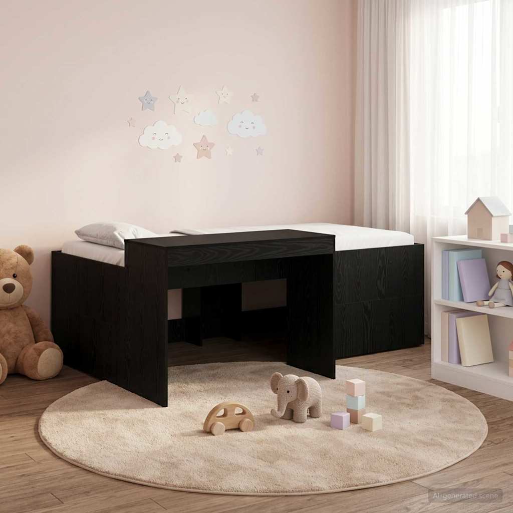 Hochbett mit Schreibtisch für Kinder Schwarz 80 x 200 cm