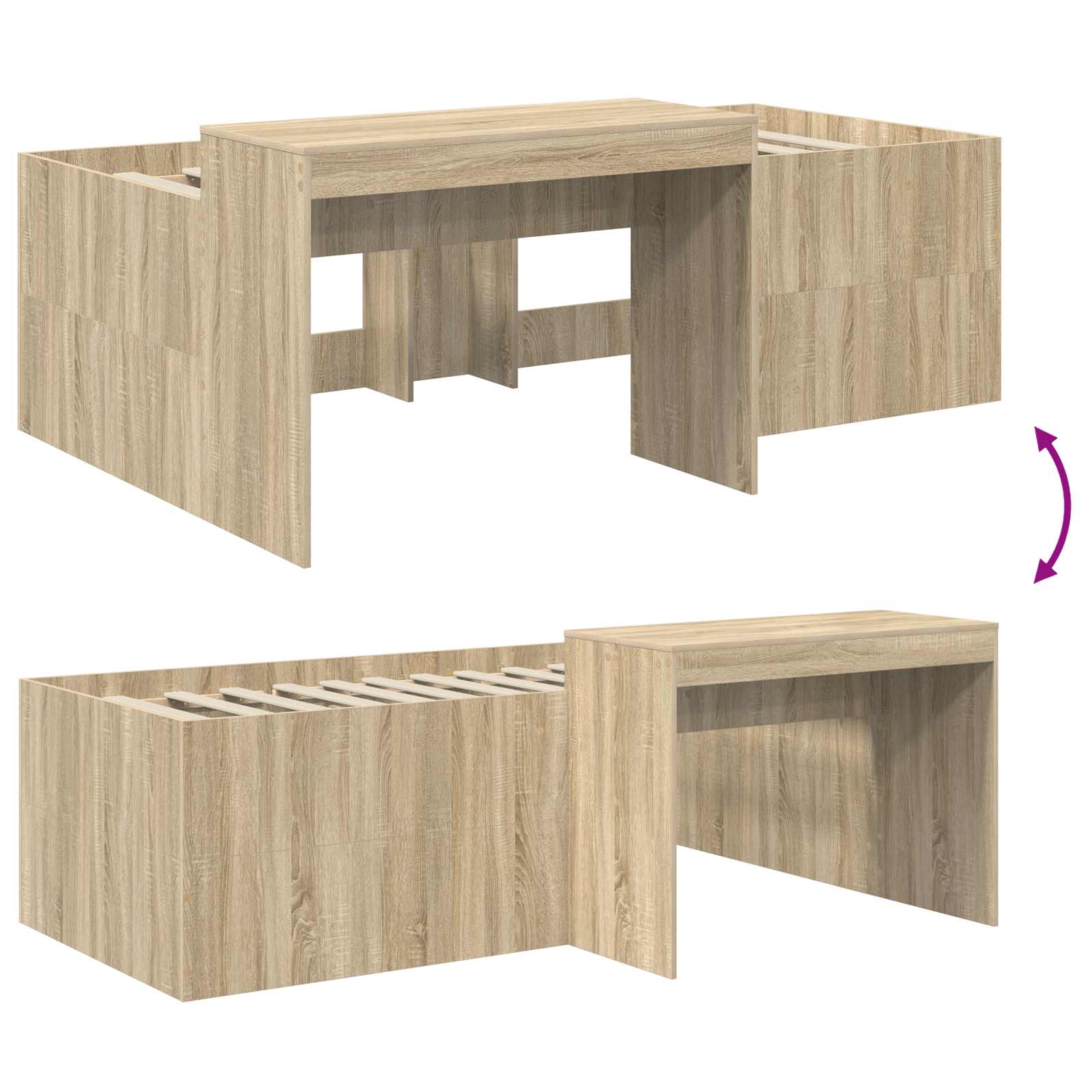 Hochbett mit Schreibtisch für Kinder Sonoma-Eiche 80 x 200 cm