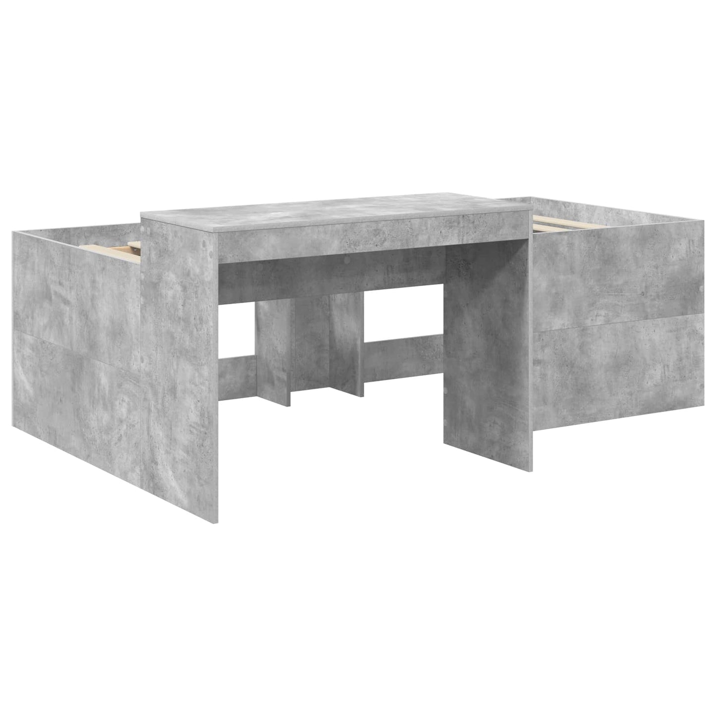 Hochbett mit Schreibtisch für Kinder Betongrau 80 x 200 cm