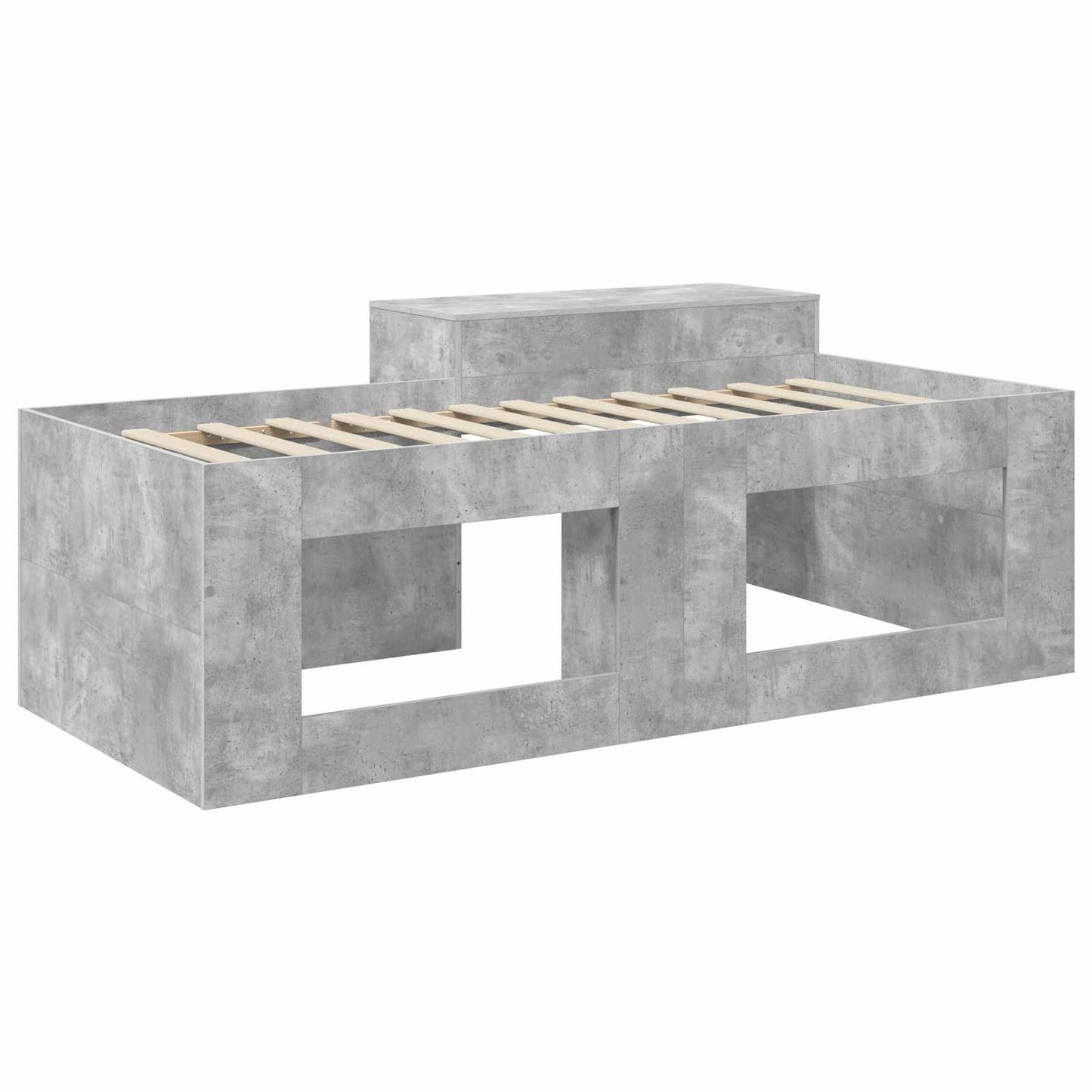 Hochbett mit Schreibtisch für Kinder Betongrau 80 x 200 cm