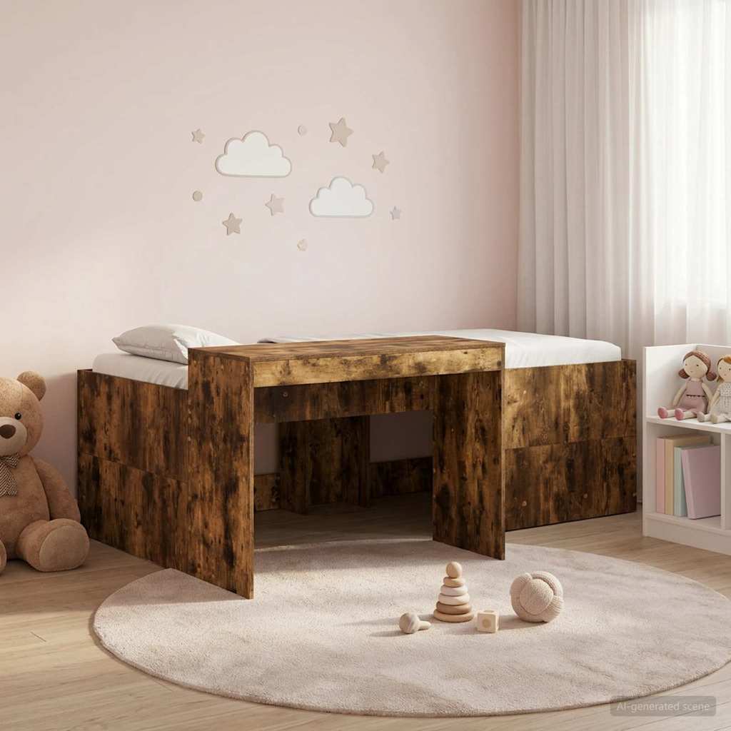 Hochbett mit Schreibtisch für Kinder Geräucherte Eiche