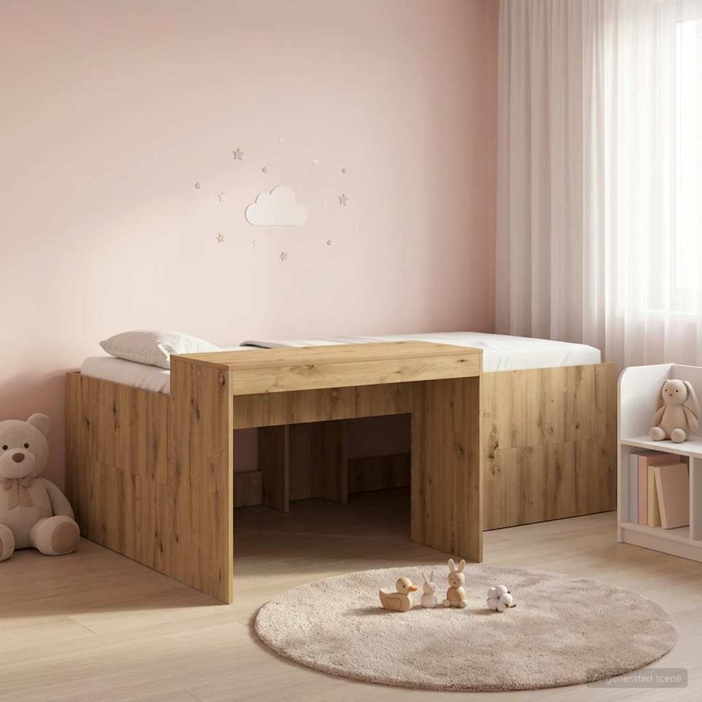Hochbett mit Schreibtisch für Kinder Artisan-Eiche 80 x 200 cm
