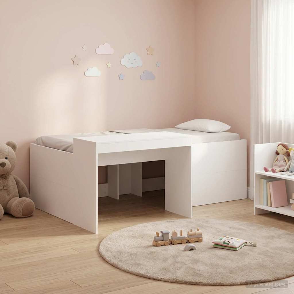 Hochbett mit Schreibtisch für Kinder Weiß 90 x 200 cm