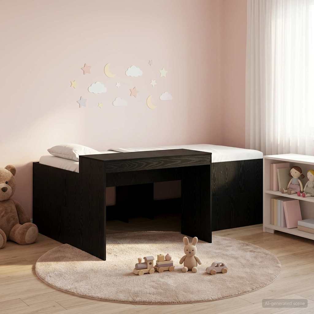 Hochbett mit Schreibtisch für Kinder Schwarz 90 x 200 cm