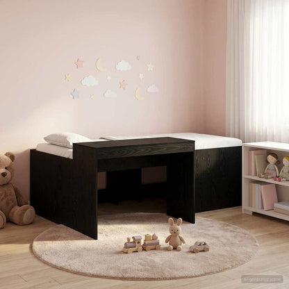 Hochbett mit Schreibtisch für Kinder Schwarz 90 x 200 cm
