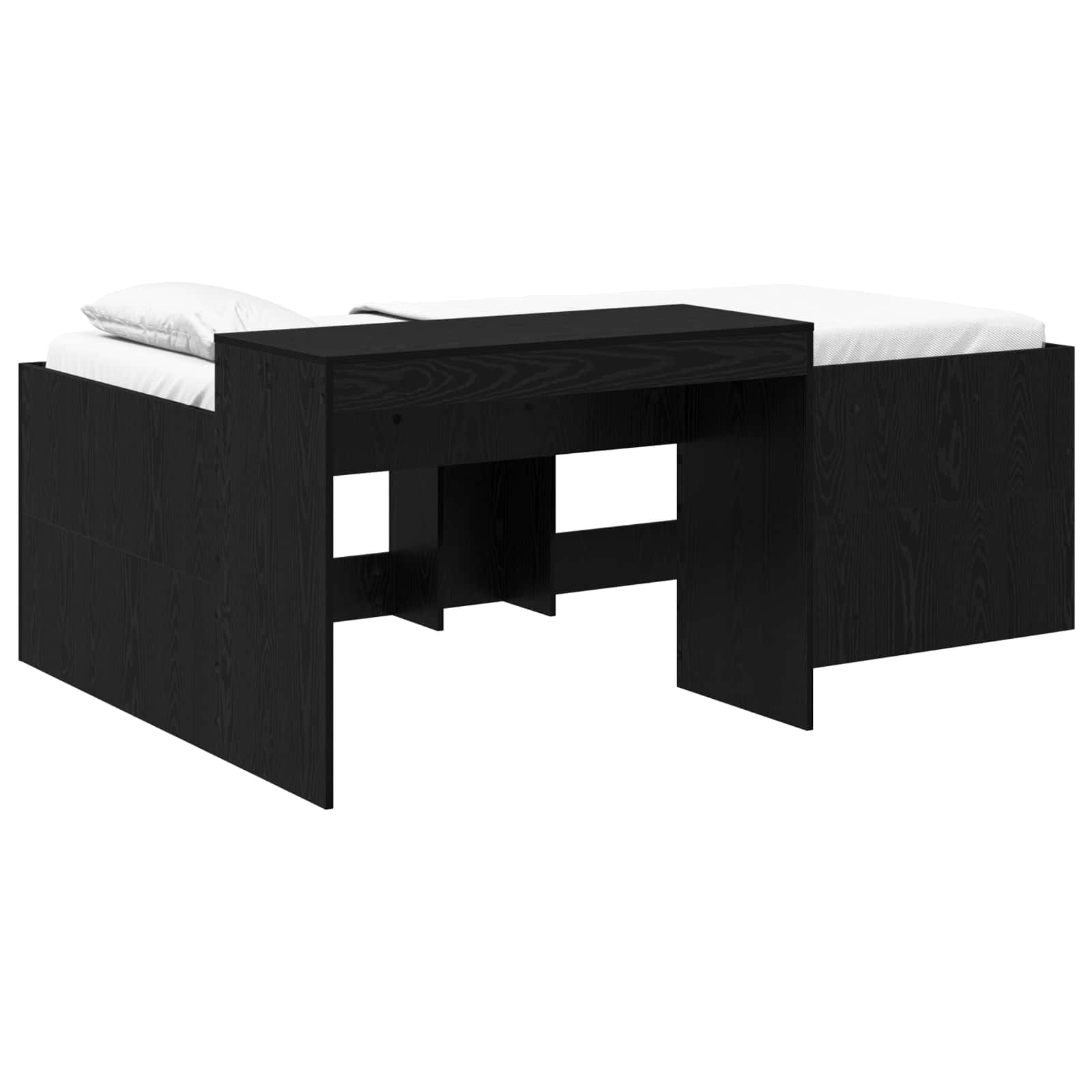 Hochbett mit Schreibtisch für Kinder Schwarz 90 x 200 cm