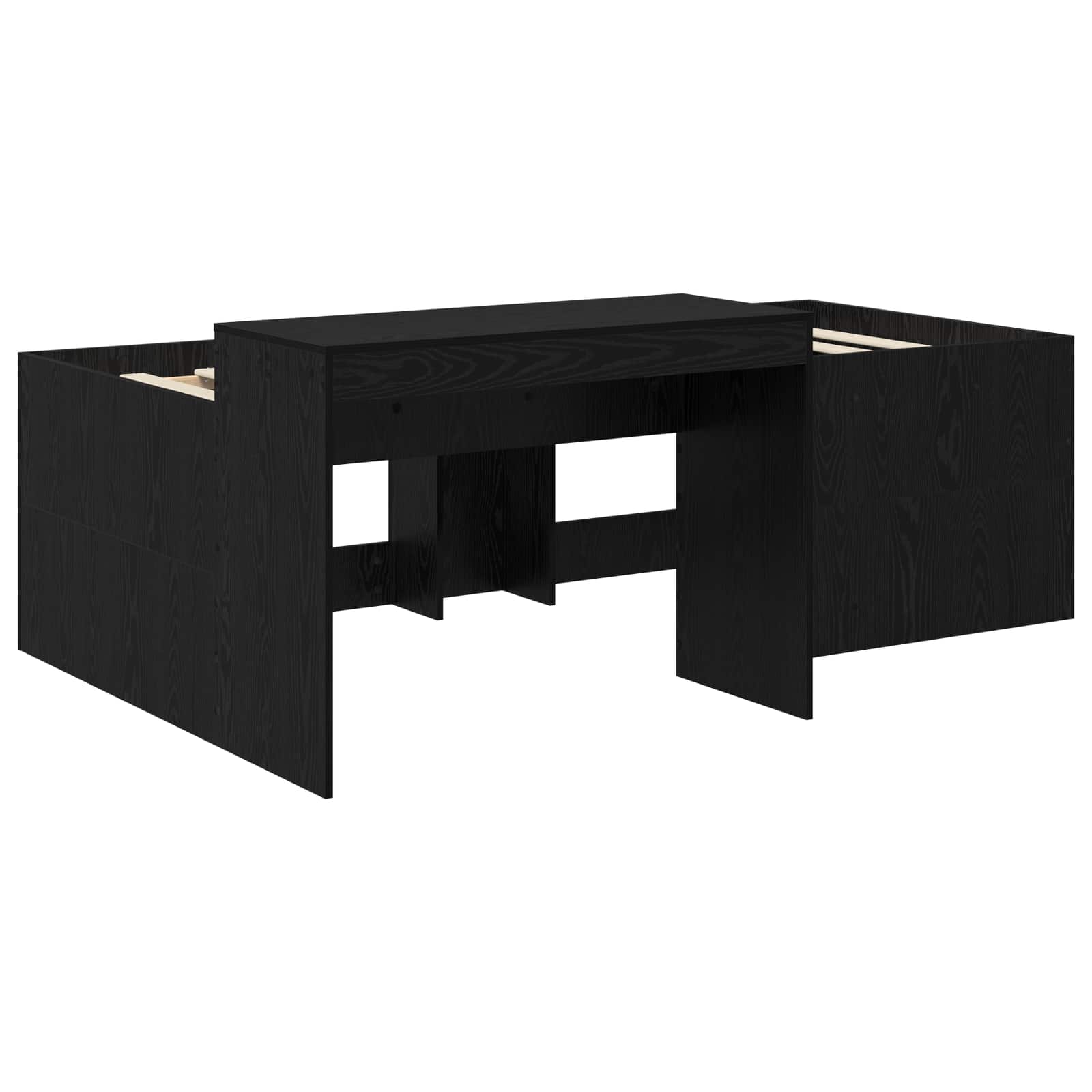 Hochbett mit Schreibtisch für Kinder Schwarz 90 x 200 cm