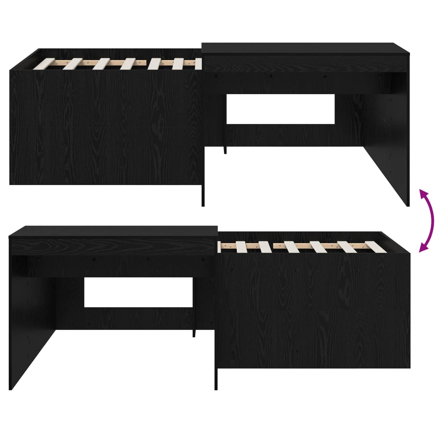 Hochbett mit Schreibtisch für Kinder Schwarz 90 x 200 cm