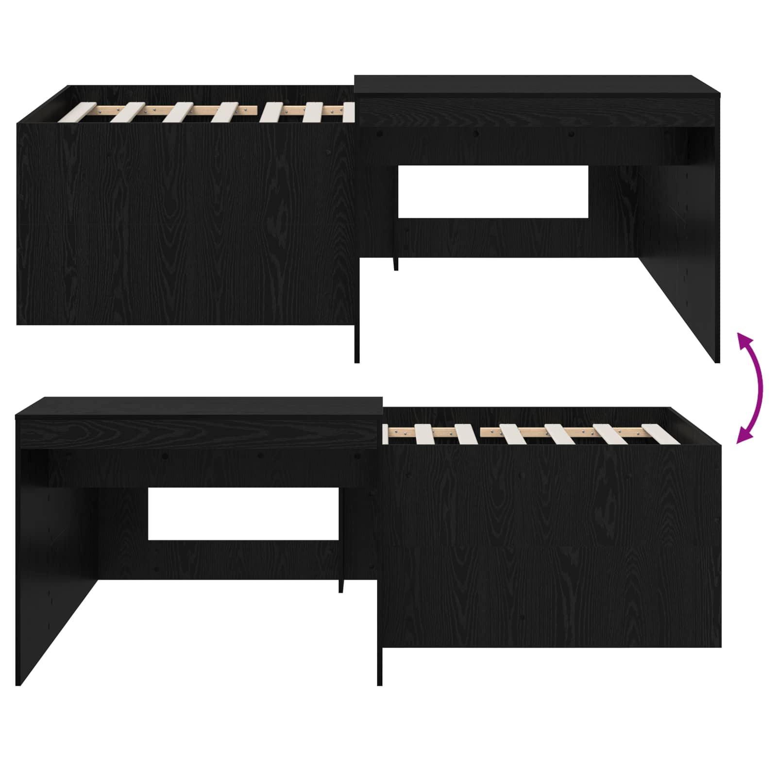 Hochbett mit Schreibtisch für Kinder Schwarz 90 x 200 cm