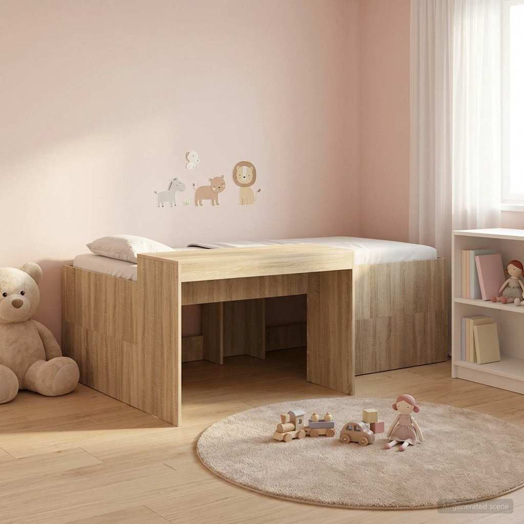 Hochbett mit Schreibtisch für Kinder Sonoma-Eiche 90 x 200 cm
