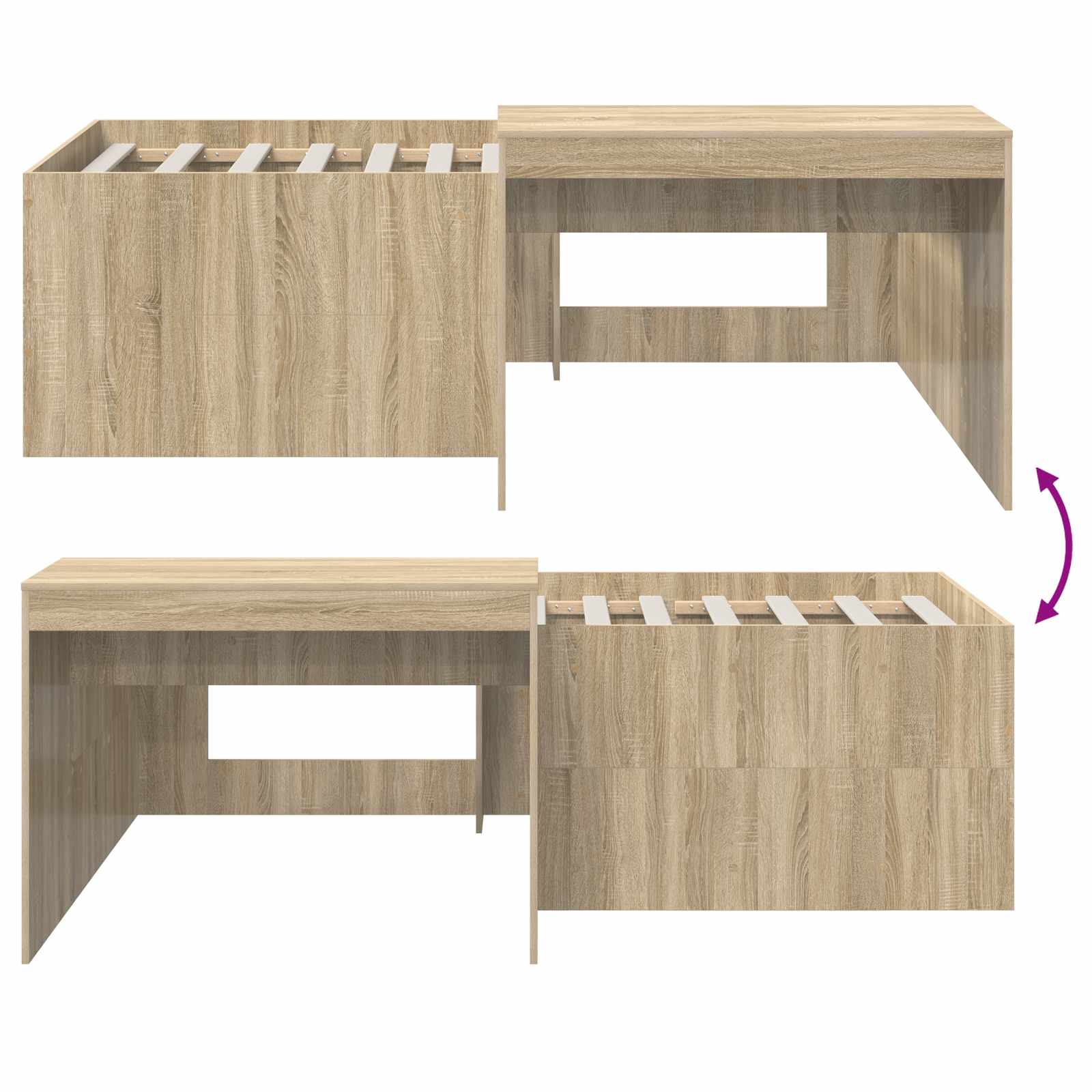 Hochbett mit Schreibtisch für Kinder Sonoma-Eiche 90 x 200 cm