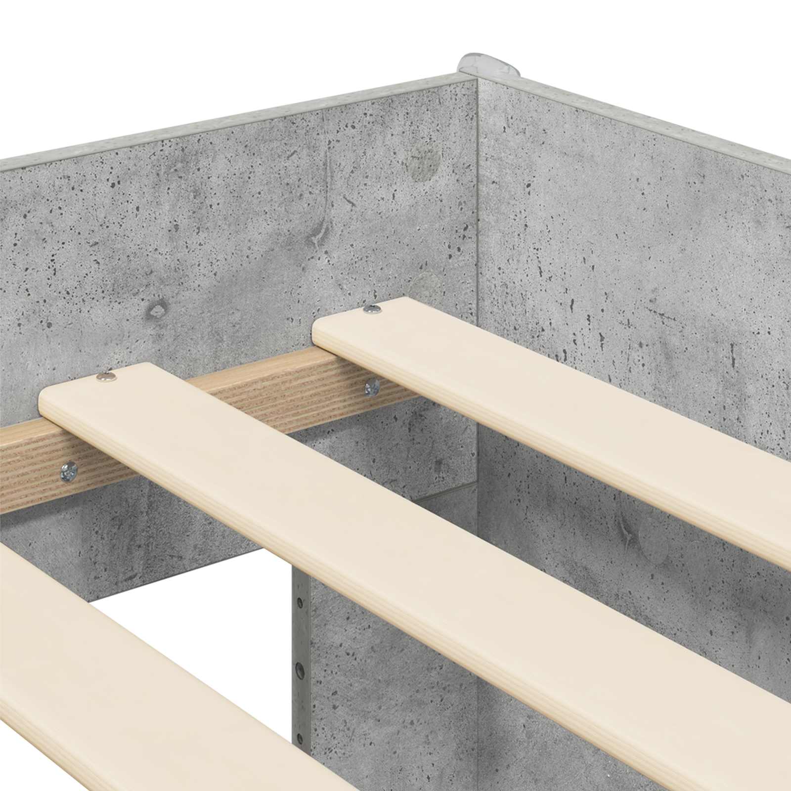 Hochbett mit Schreibtisch für Kinder Betongrau 90 x 200 cm