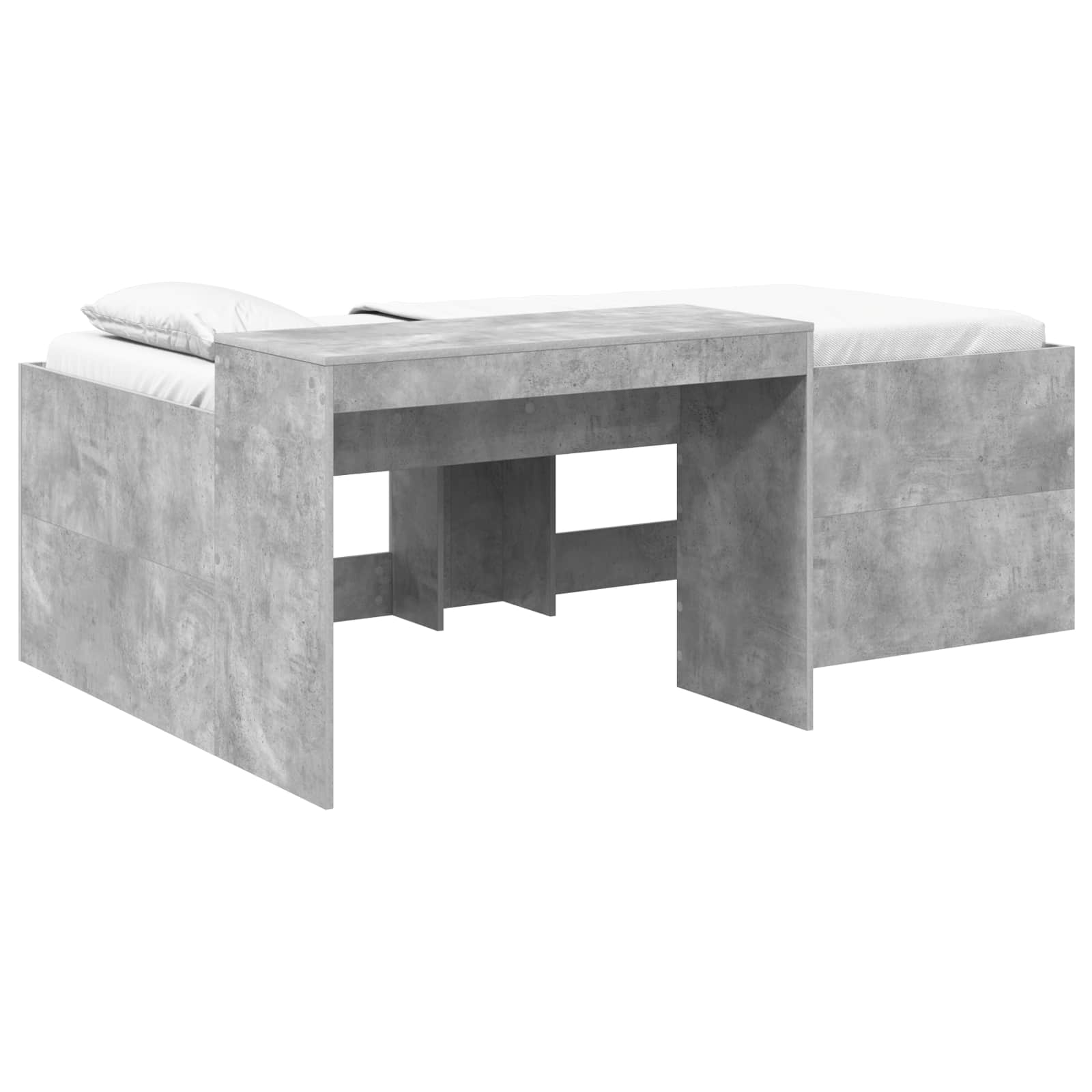 Hochbett mit Schreibtisch für Kinder Betongrau 90 x 200 cm