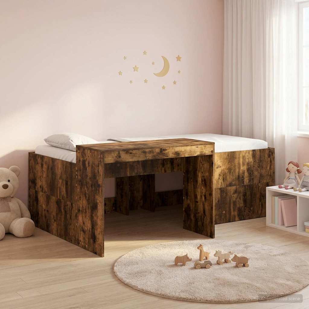 Hochbett mit Schreibtisch für Kinder Geräucherte Eiche