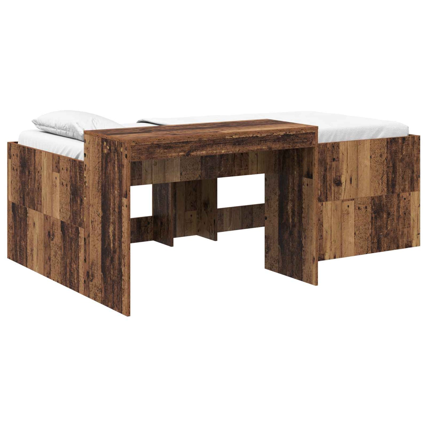 Hochbett mit Schreibtisch für Kinder Altholz 90 x 200 cm