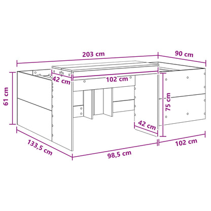 Hochbett mit Schreibtisch für Kinder Artisan-Eiche 90 x 200 cm