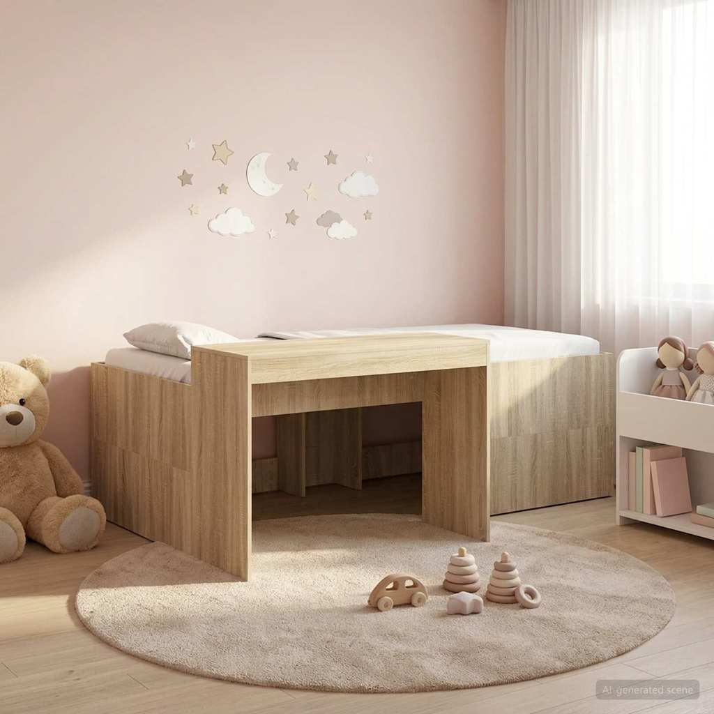 Hochbett mit Schreibtisch für Kinder Sonoma-Eiche 98,5 x 200 cm
