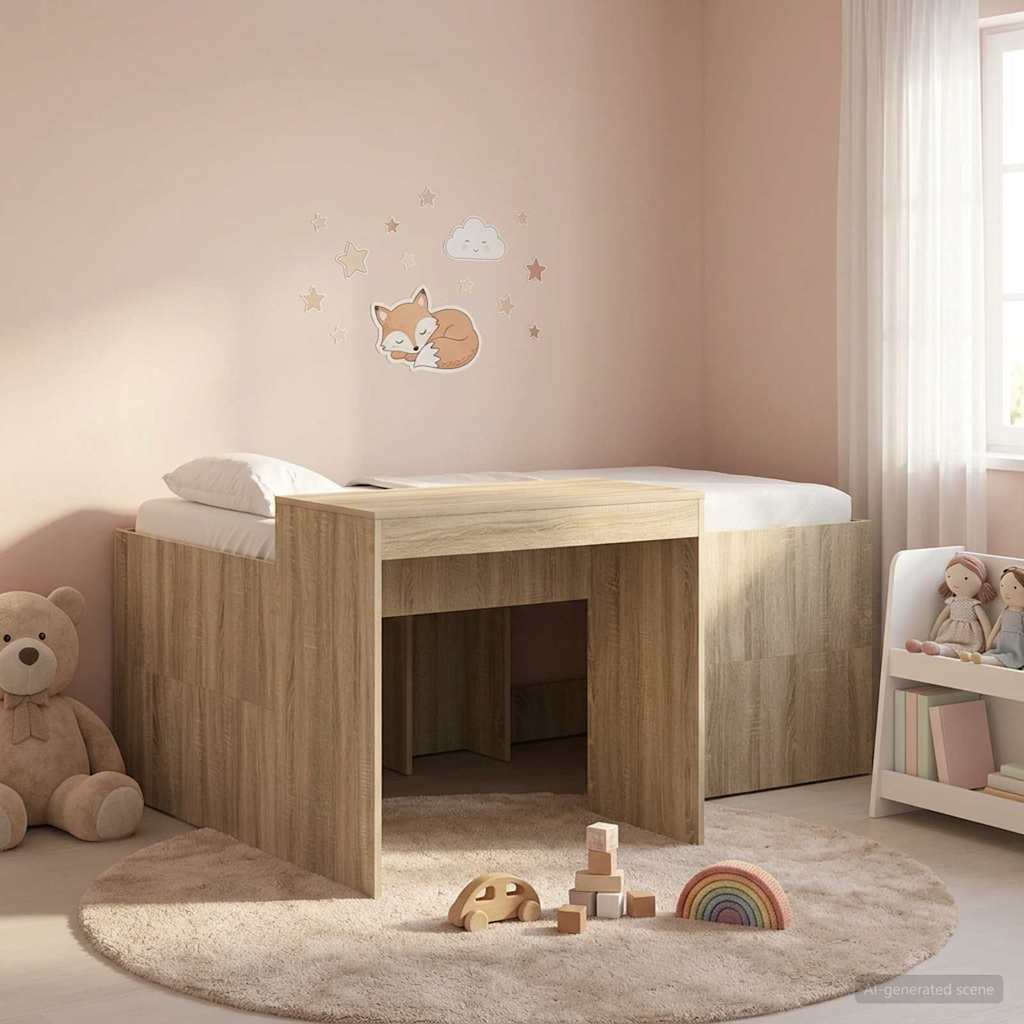 Hochbett mit Schreibtisch für Kinder Sonoma-Eiche 80 x 160 cm