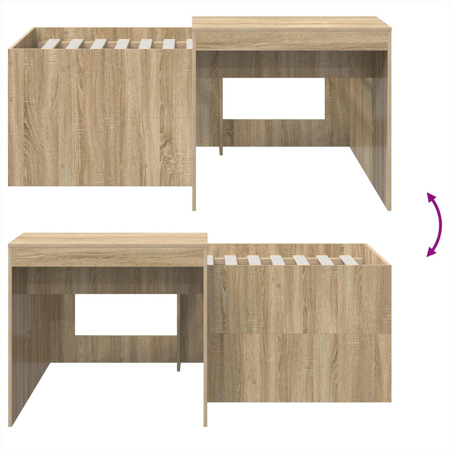 Hochbett mit Schreibtisch für Kinder Sonoma-Eiche 80 x 160 cm