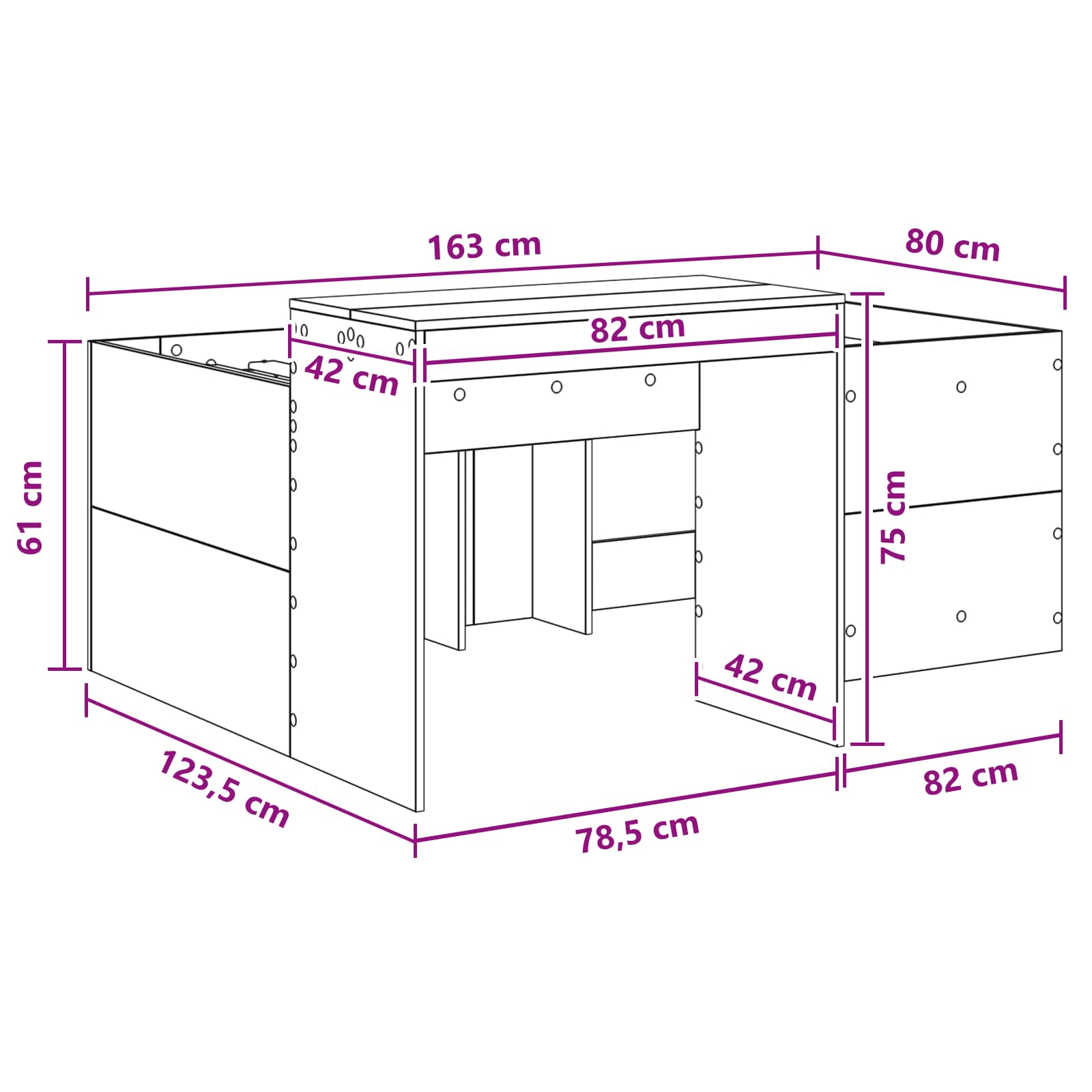 Hochbett mit Schreibtisch für Kinder Sonoma-Eiche 80 x 160 cm