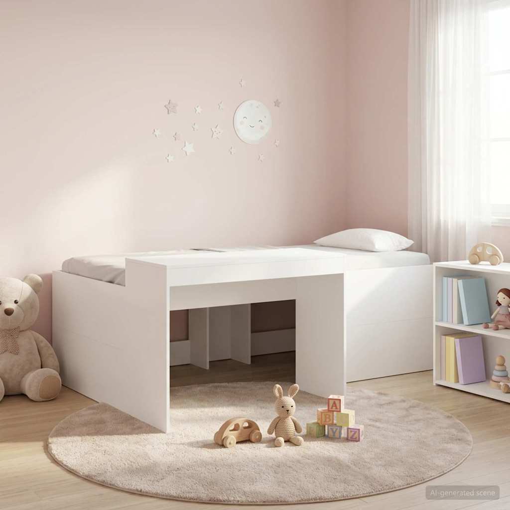 Hochbett mit Schreibtisch für Kinder Weiß Holzwerkstoff