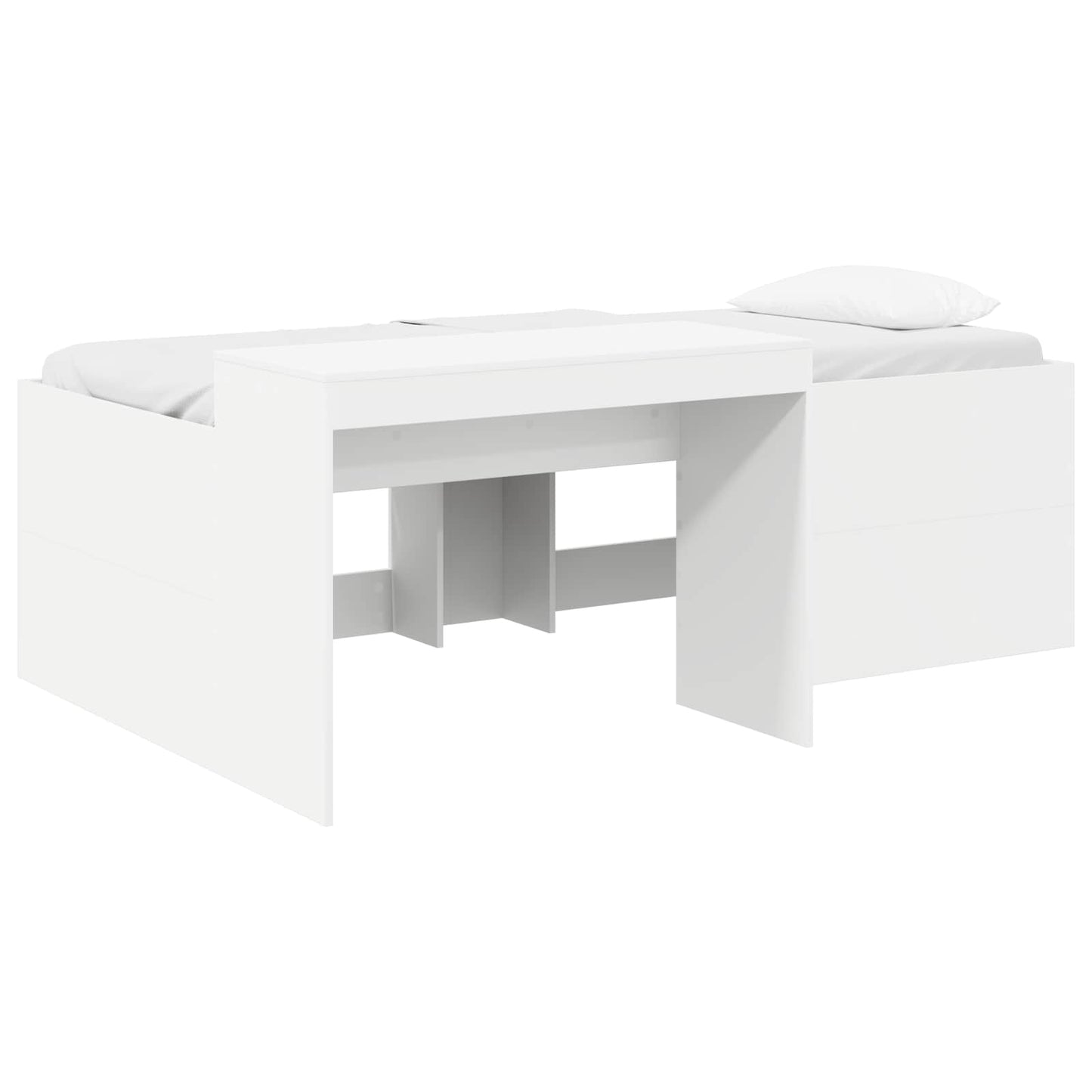 Hochbett mit Schreibtisch für Kinder Weiß Holzwerkstoff