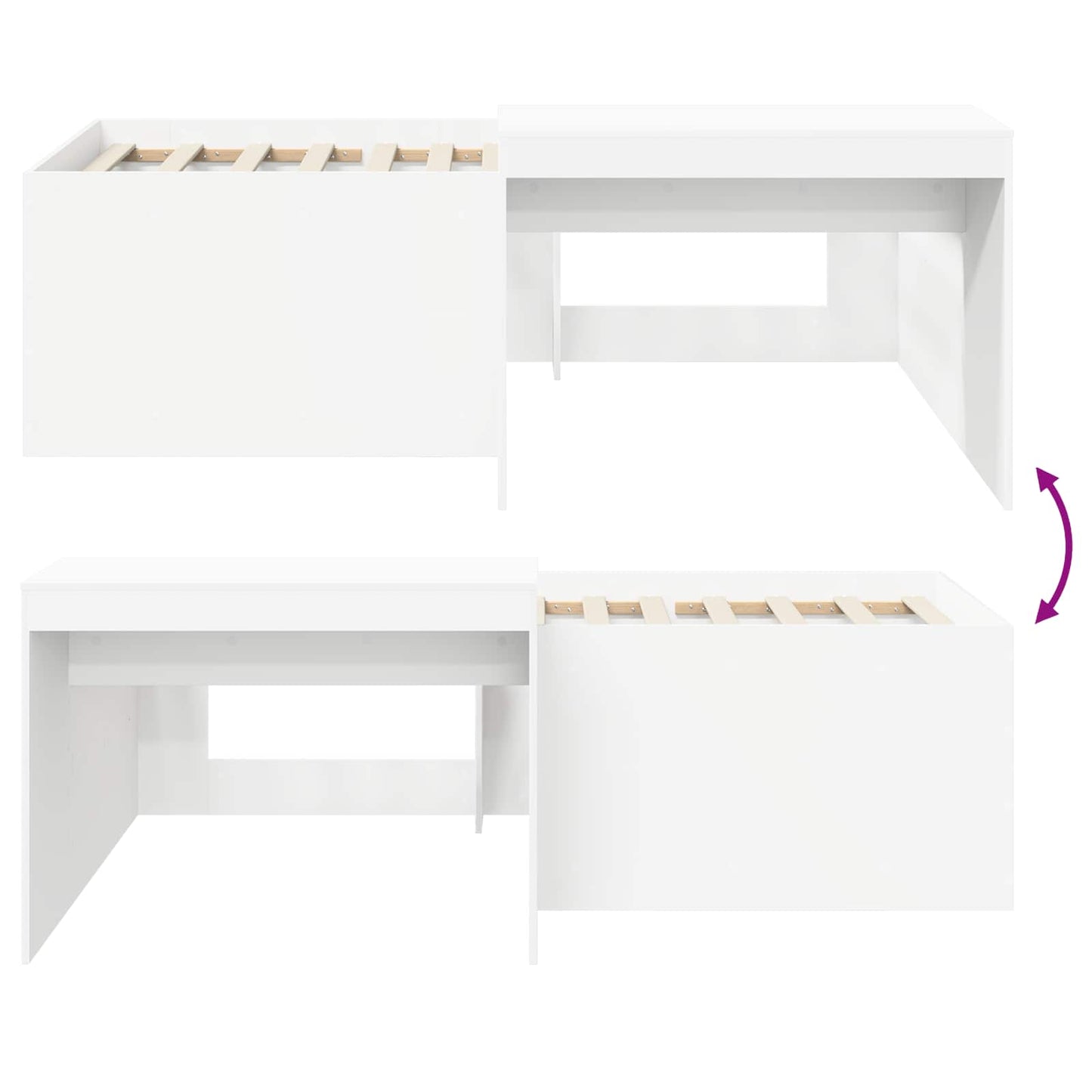 Hochbett mit Schreibtisch für Kinder Weiß Holzwerkstoff