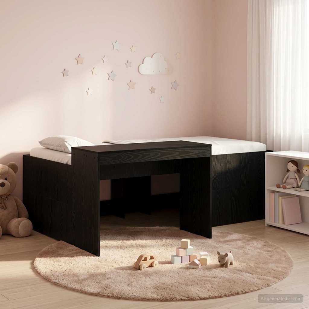 Hochbett mit Schreibtisch für Kinder Schwarz Holzwerkstoff