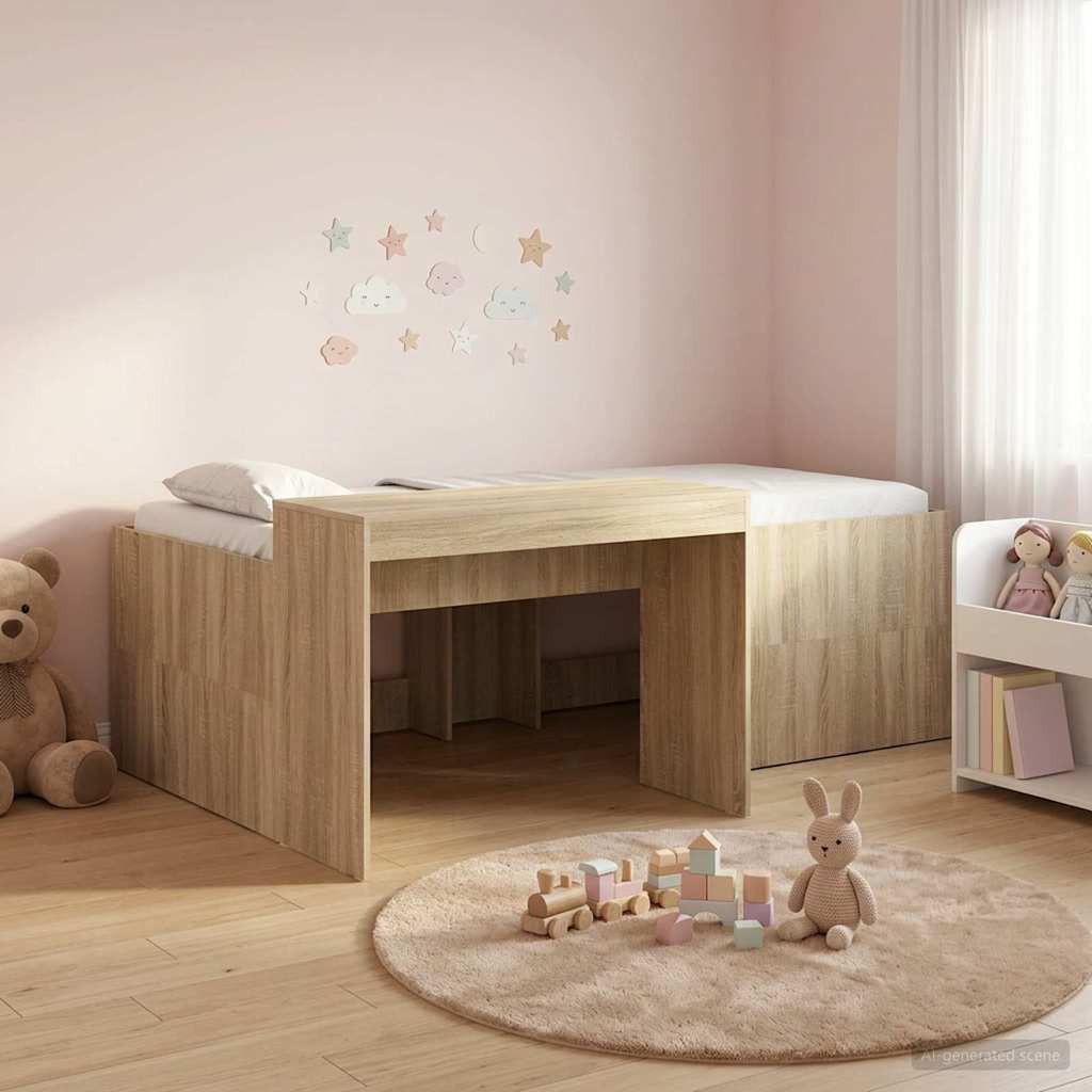 Hochbett mit Schreibtisch für Kinder Sonoma-Eiche Holzwerkstoff