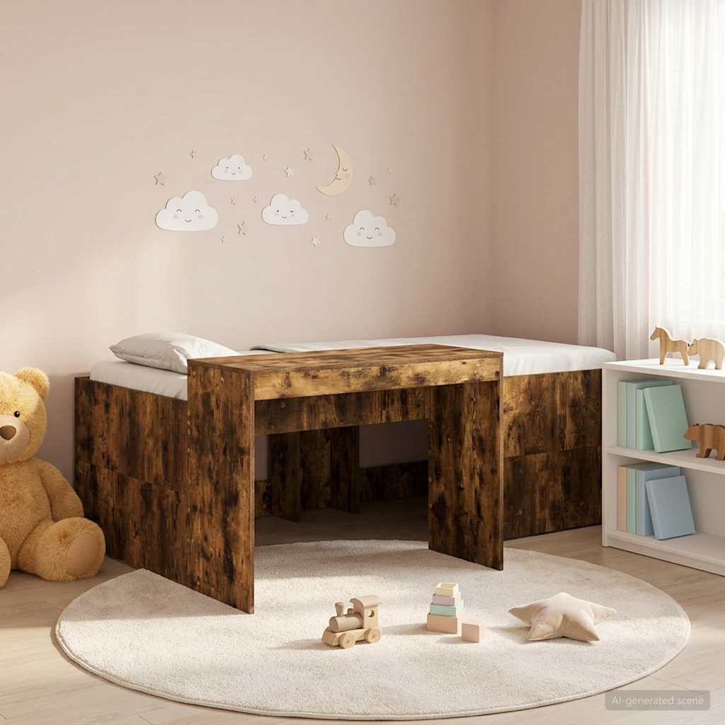 Hochbett mit Schreibtisch für Kinder Geräucherte Eiche