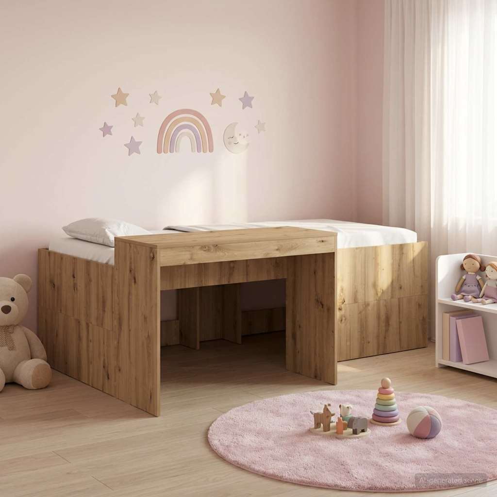 Hochbett mit Schreibtisch für Kinder Artisan-Eiche