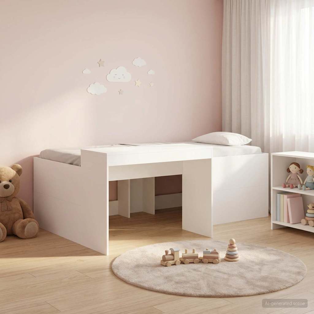 Hochbett mit Schreibtisch für Kinder Weiß 75 x 190 cm