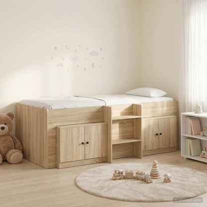 Loft Bettgestell mit Schrank 3 stk. Sonoma-Eiche Holzwerkstoff